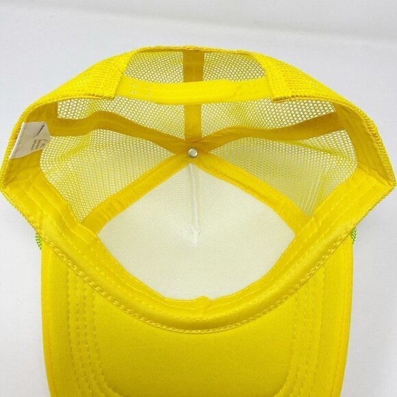 Yellow White Smiley Face Retro Trucker Snapback Hat Cap - Picture 12 of 15